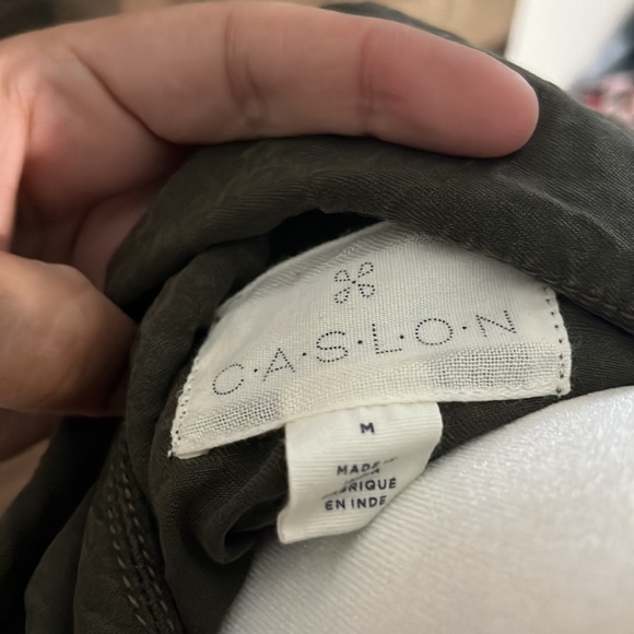 Caslon Olive Grown Safari Waterfall Open Front Pockets Jacket Size Medium - Picture 4 of 6